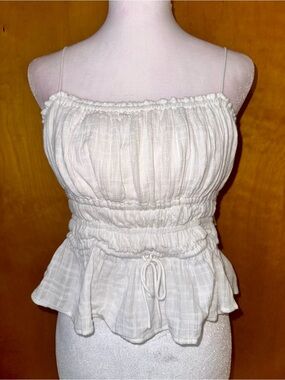 J. Crew Cream Smocked Peplum Cami